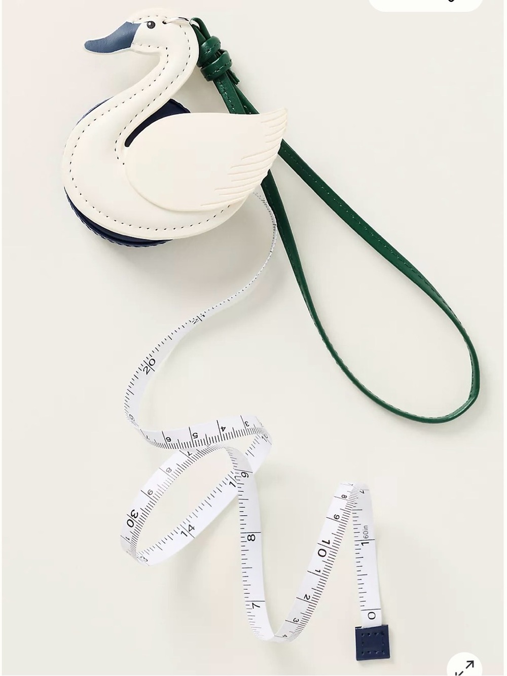 Anthropologie Swan Tape Measure Keychain/Bag Charm NWT